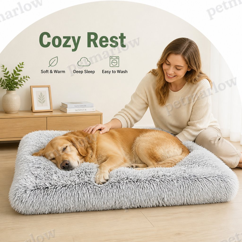 DogBedHouse Thick Fleece Lined & Washable Pet Mat (Removable Cover) – view 6
