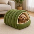 Petmarlow Thick Plush & Detachable Cat Cave Bed – Green / M - 17.7 × 11.8 × 7.5 in