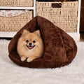DogBedHouse Thick Plush Warm Triangle Kennel Mat – Dark Brown / S - 15.7 × 15.7 in