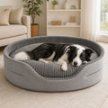 DogBedHouse Thickened Orthopedic & Breathable Plush Dog Bed (Removable Cover) – Gray Size L