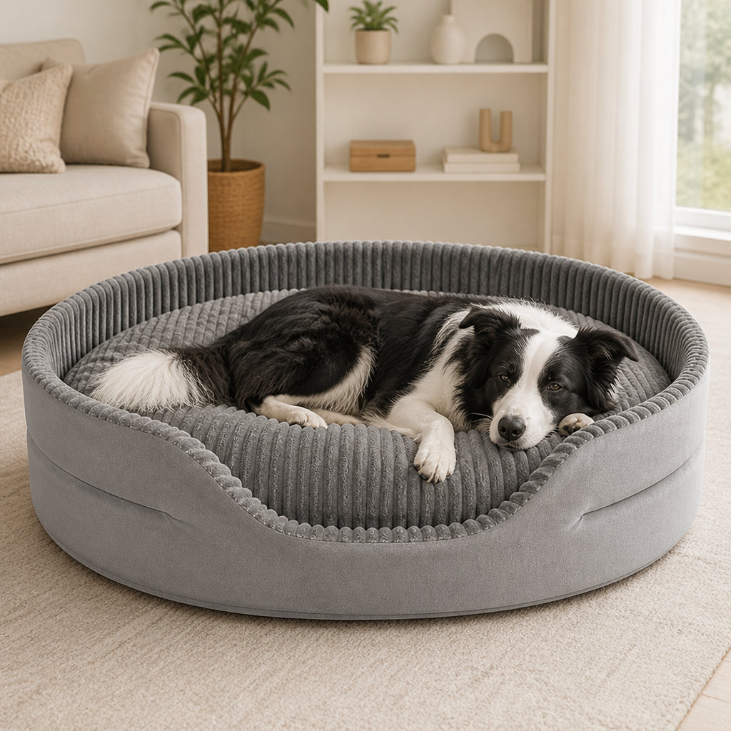 DogBedHouse Thickened Orthopedic & Breathable Plush Dog Bed (Removable Cover) – Gray Size L
