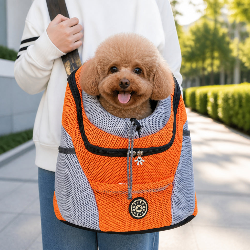 Petmarlow Top-Entry Exposed-Leg & Adjustable Strap Pet Sling Carrier – Orange / S