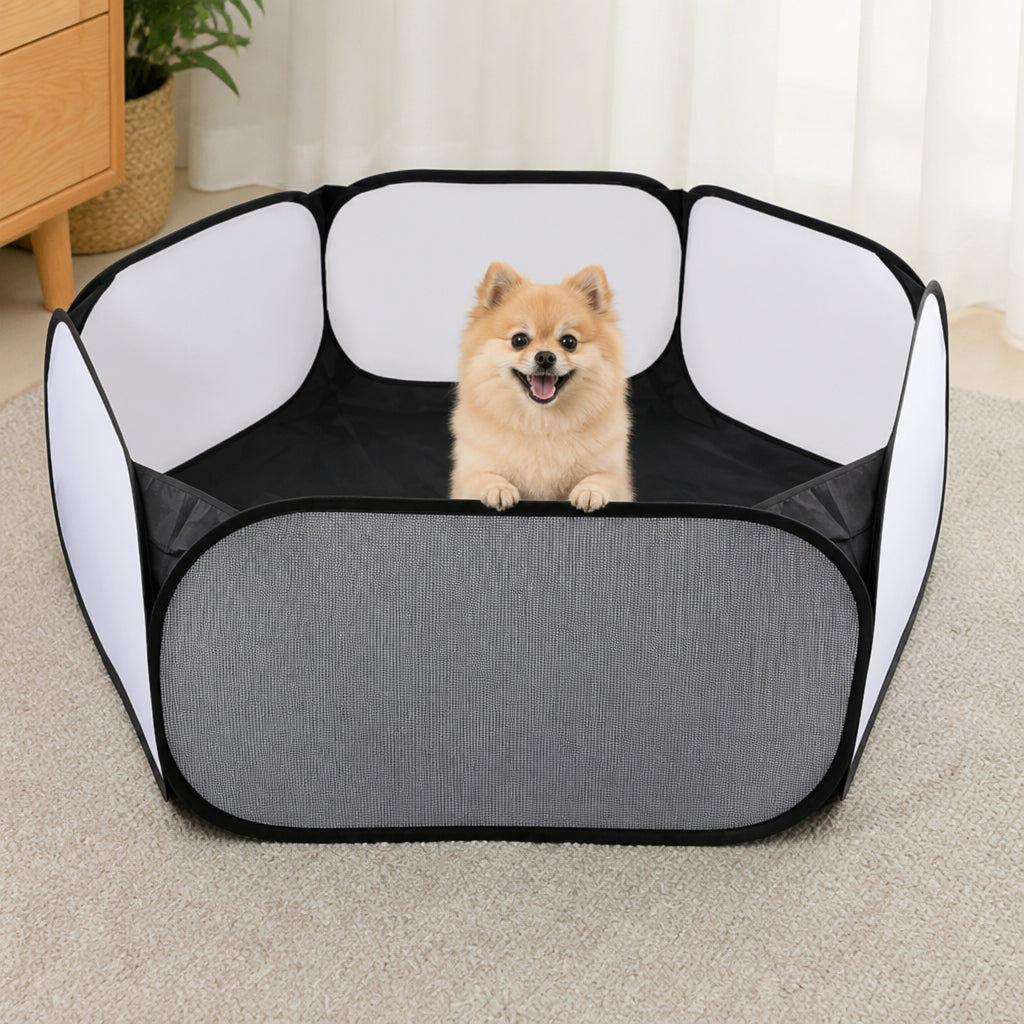 Petmarlow Transparent Foldable Pet Playpen (Chemical-Free Cotton)