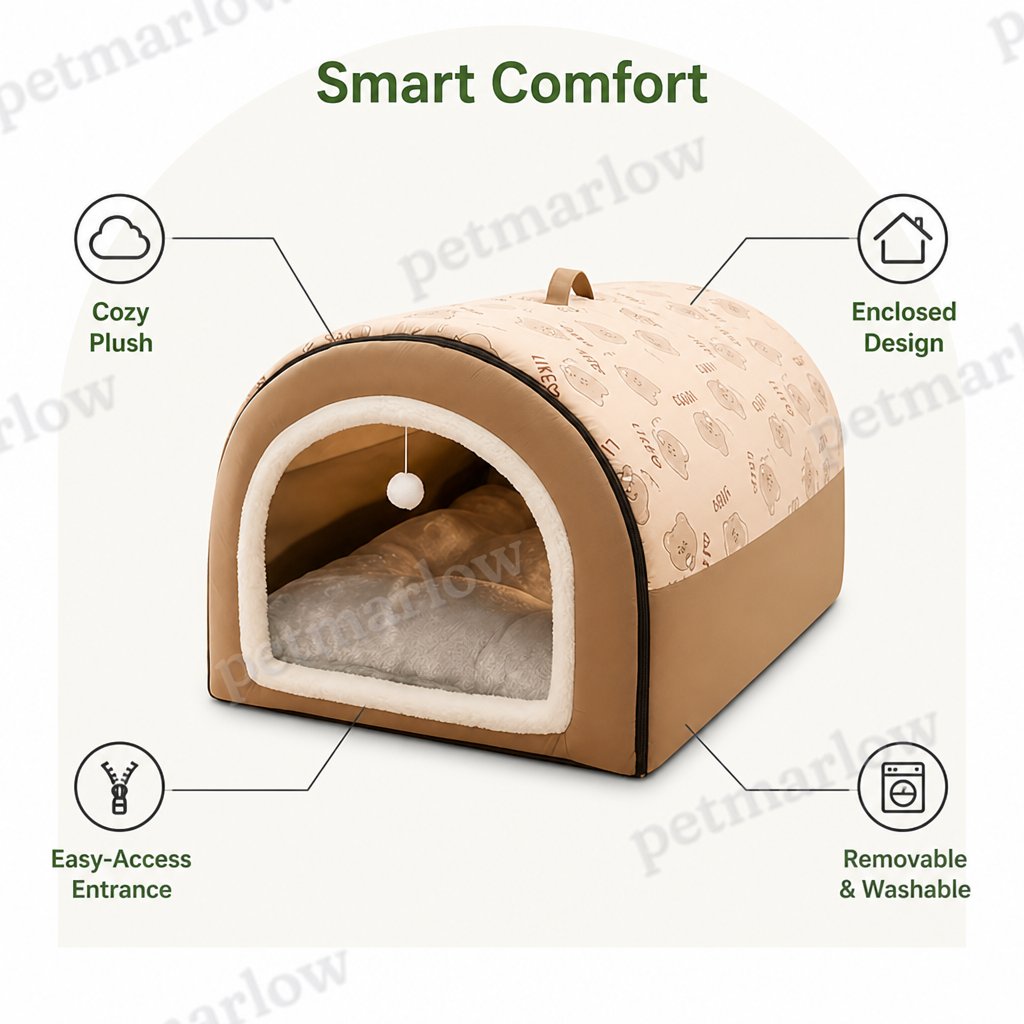 Petmarlow Ultra-Large Semi-Enclosed Dog House (Removable & Washable) – view 4
