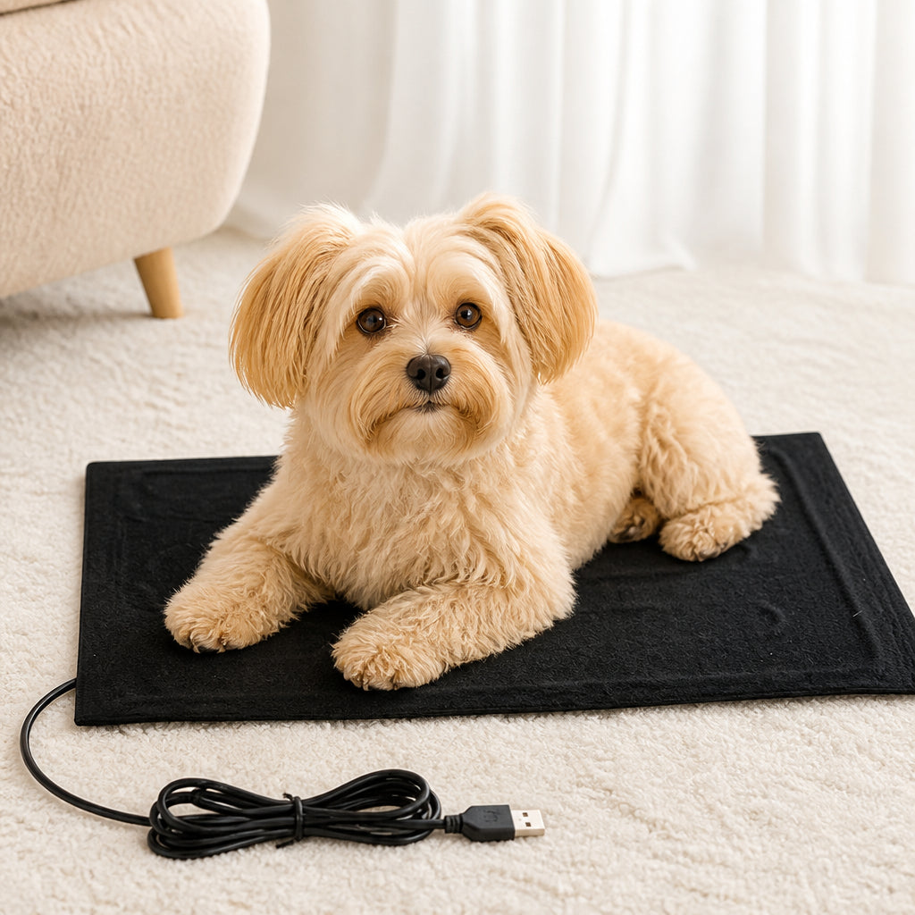 Petmarlow USB-Powered Foldable Heated Pet Mat (For Small Pets) – 9.8 x 11.8 in (length x width).