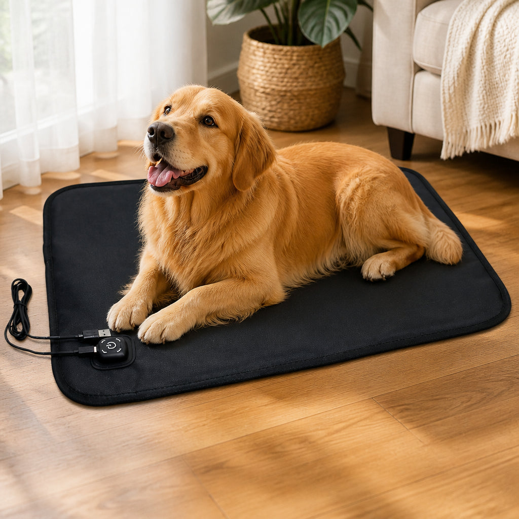 Petmarlow USB-Powered Waterproof Non-Slip Heated Pet Pad – WHITE / 16.9 × 16.9 in