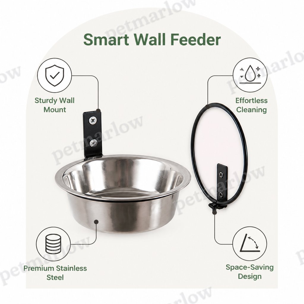 DogBedHouse Wall-Mounted Elevated Stainless Steel Pet Bowl – view 4