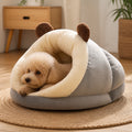 DogBedHouse Warm Breathable Enclosed Small Pet Bed (Foldable) – GRAY / S - 15.7 × 11.8 × 9.8 in