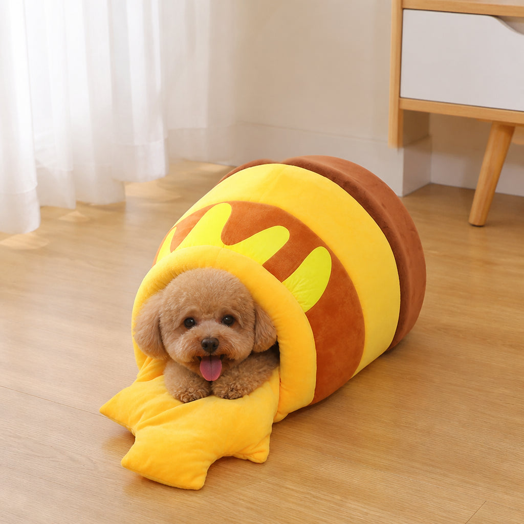 Petmarlow Warm & Breathable Semi-Enclosed Pet Nest – yellow
