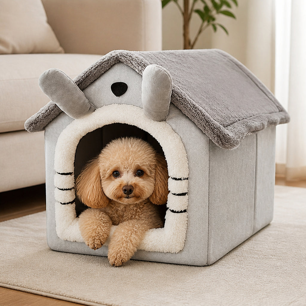 DogBedHouse Warm Insulated & Washable Cave Bed (Detachable Cover) – S【15.35*12.6*13.39in】