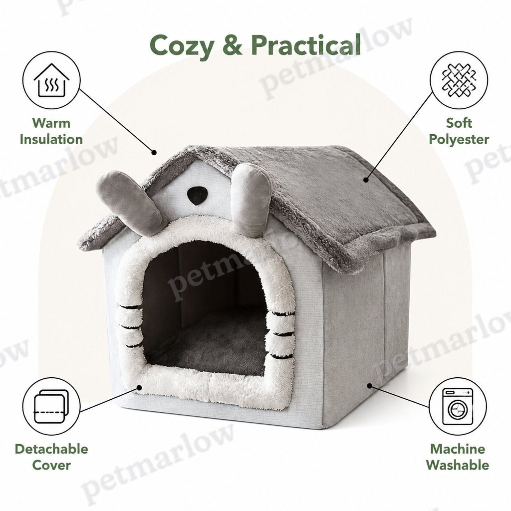 DogBedHouse Warm Insulated & Washable Cave Bed (Detachable Cover) – view 3