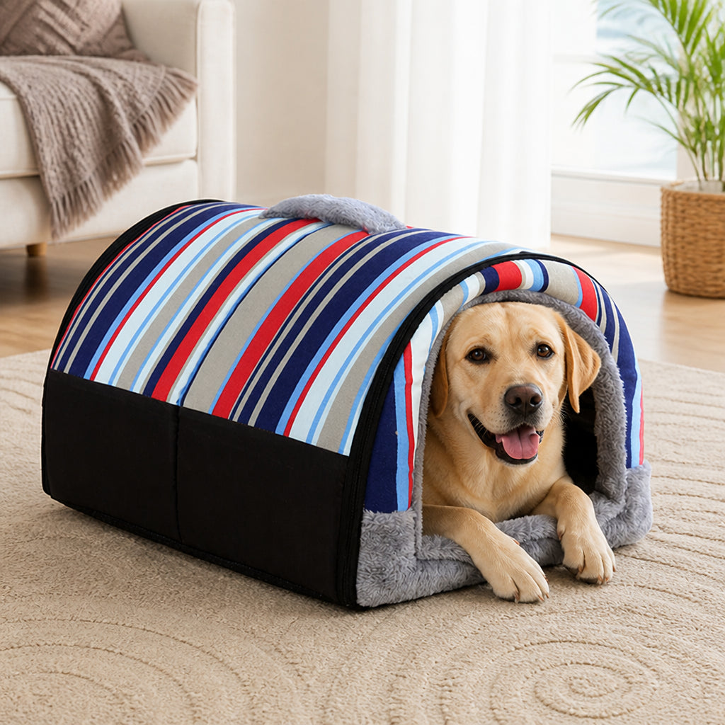 DogBedHouse Warm & Washable Plush Cave Dog Bed