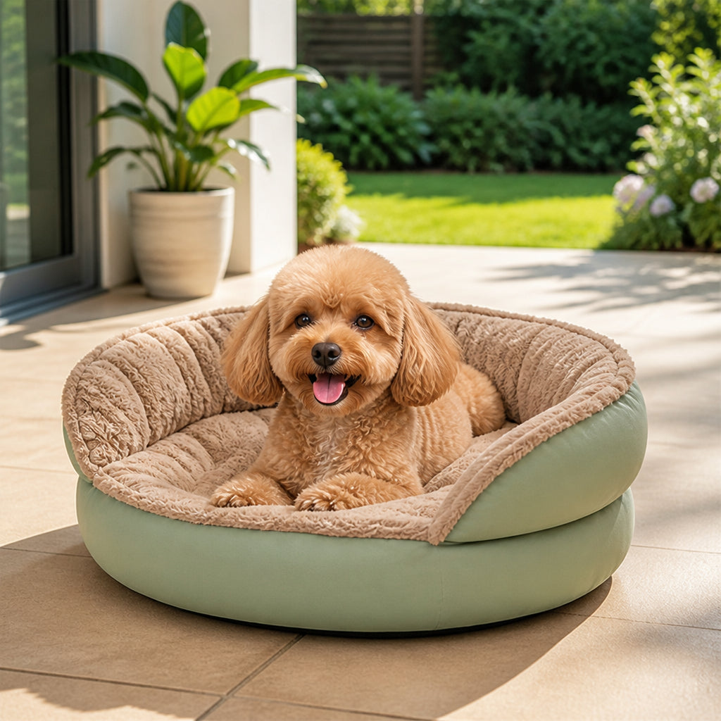 Petmarlow Washable & Non-Slip Round Bolster Dog Bed