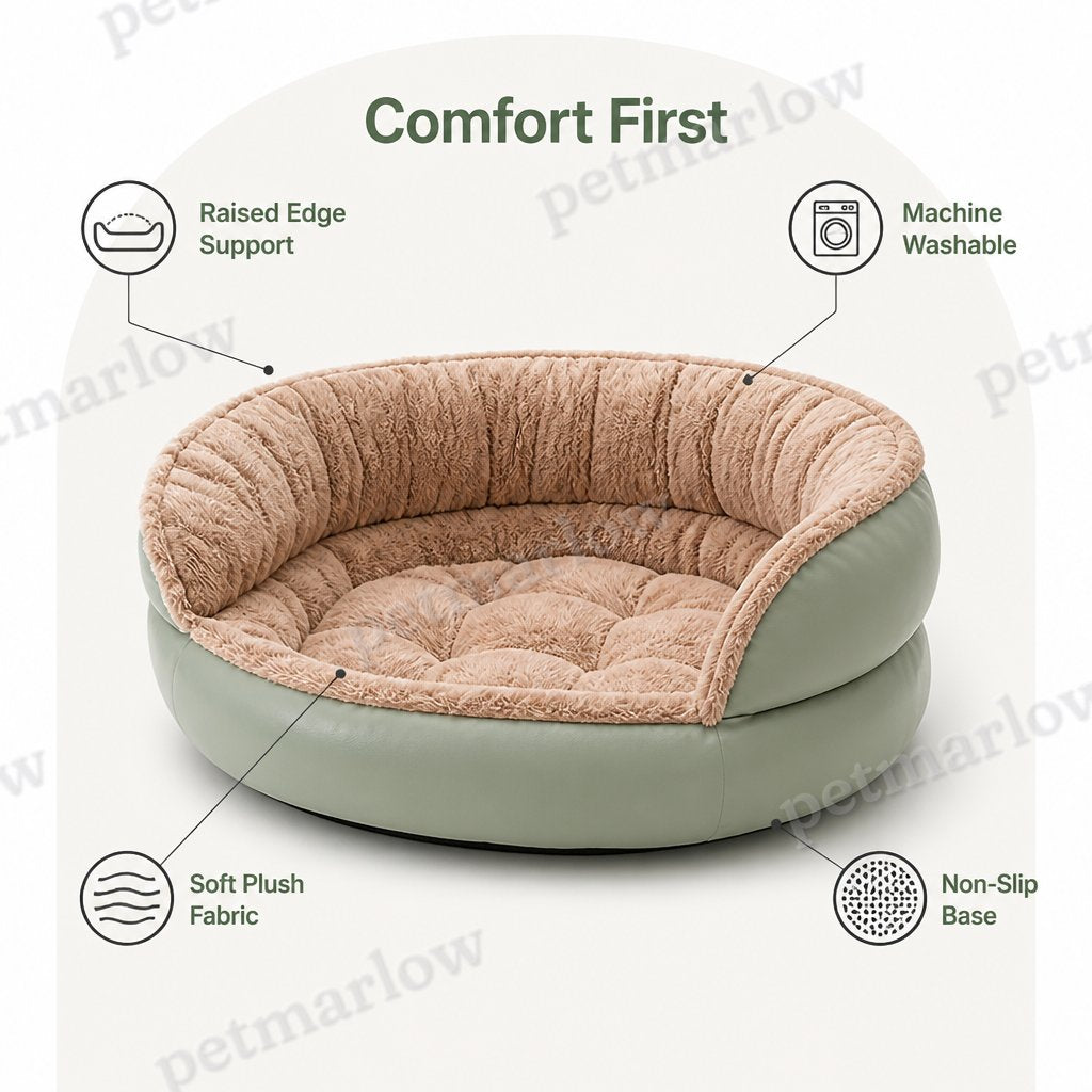 Petmarlow Washable & Non-Slip Round Bolster Dog Bed – view 4