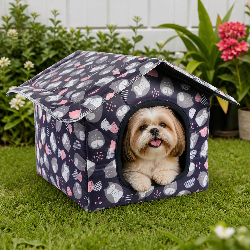 Petmarlow Waterproof Foldable & Washable Small Pet House – Owl / S