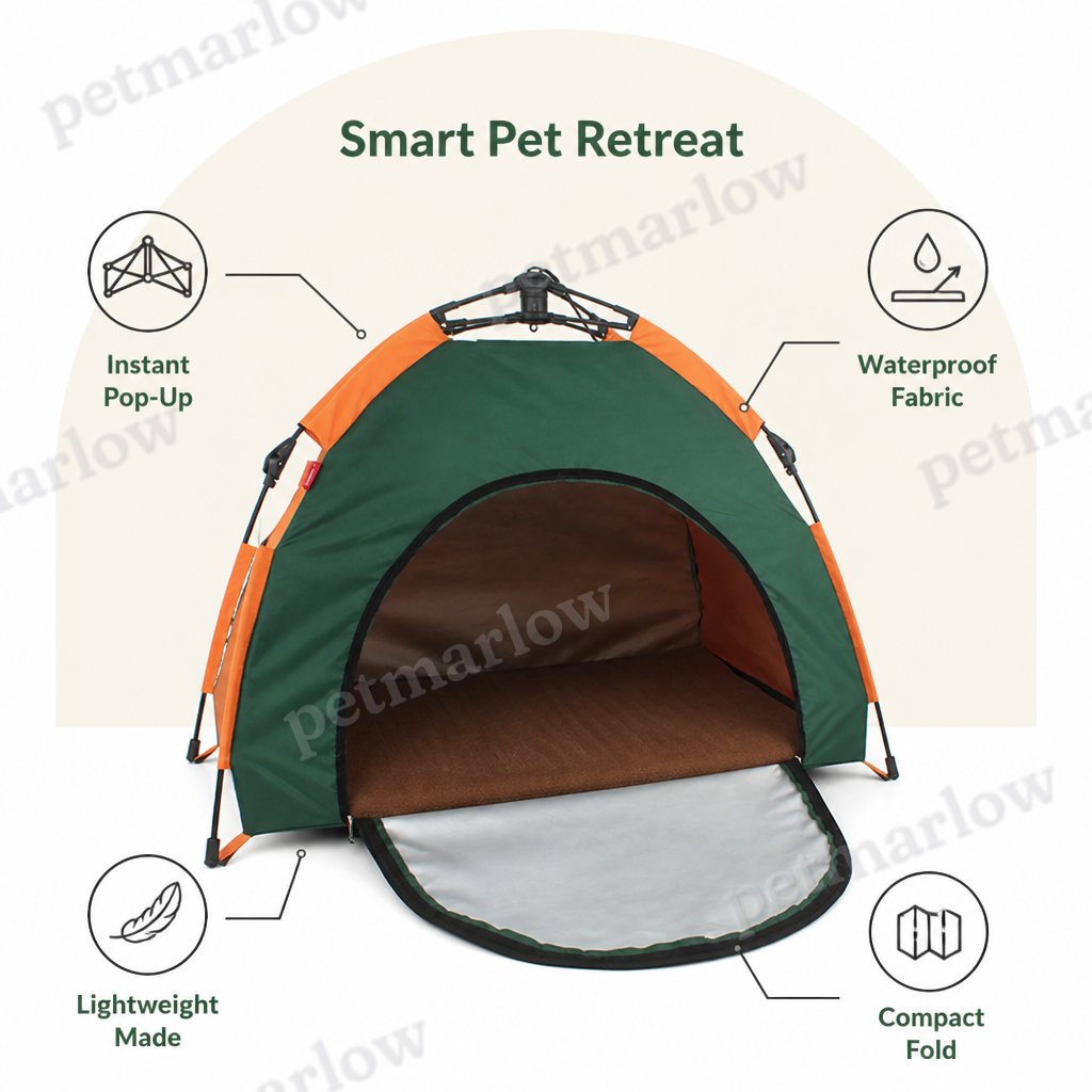 Petmarlow Waterproof & Lightweight Pop-Up Pet Tent (Removable Cushion) – view 3