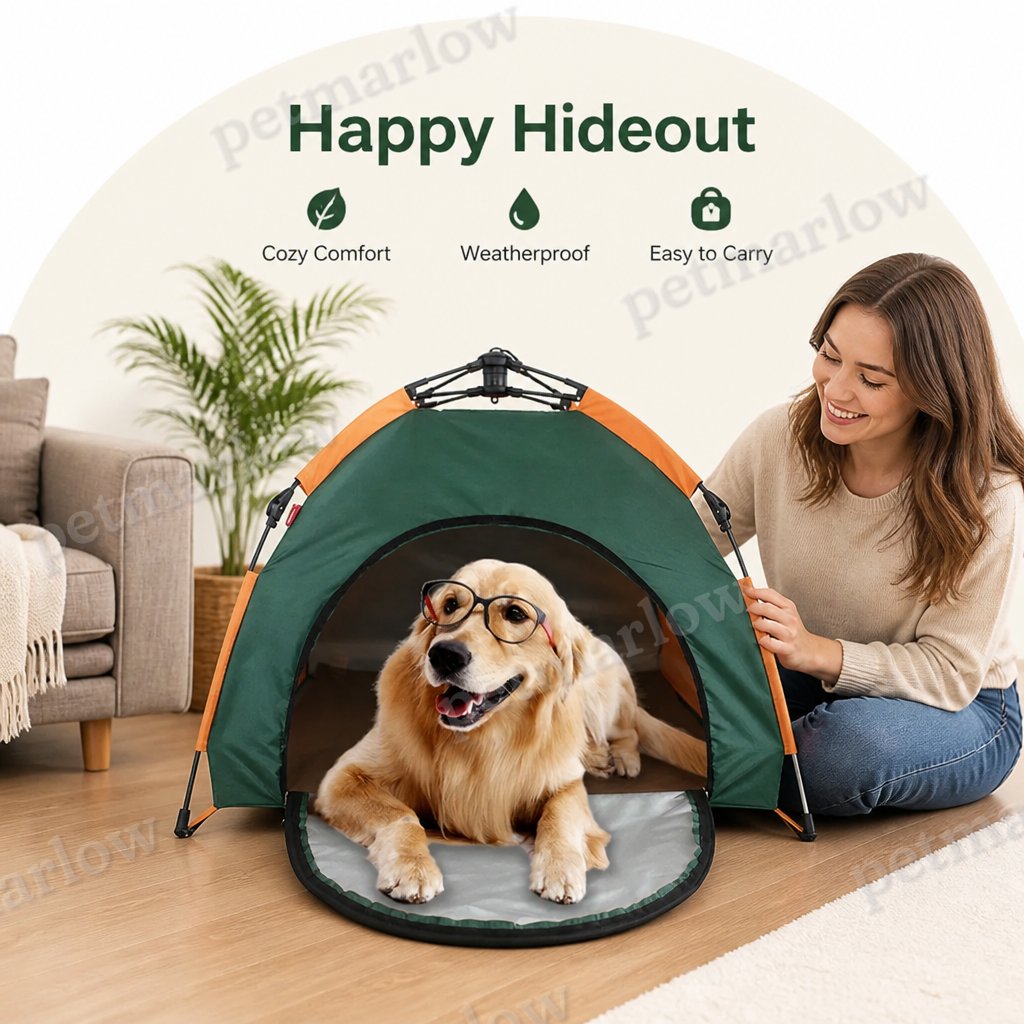 Petmarlow Waterproof & Lightweight Pop-Up Pet Tent (Removable Cushion) – view 6