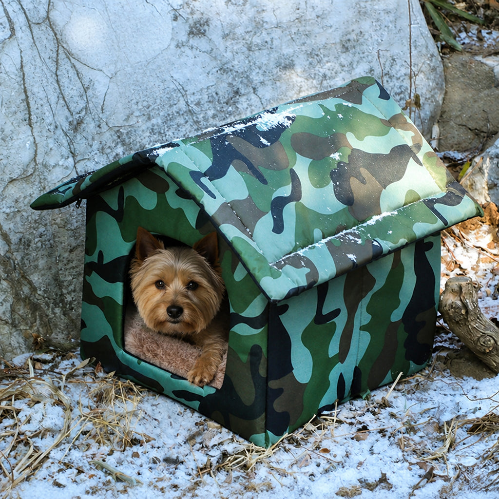 Petmarlow Waterproof Oxford Fabric Foldable Outdoor Cat House (Removable Cushion) – Green / S - 13.8 × 13.8 × 11.8 in