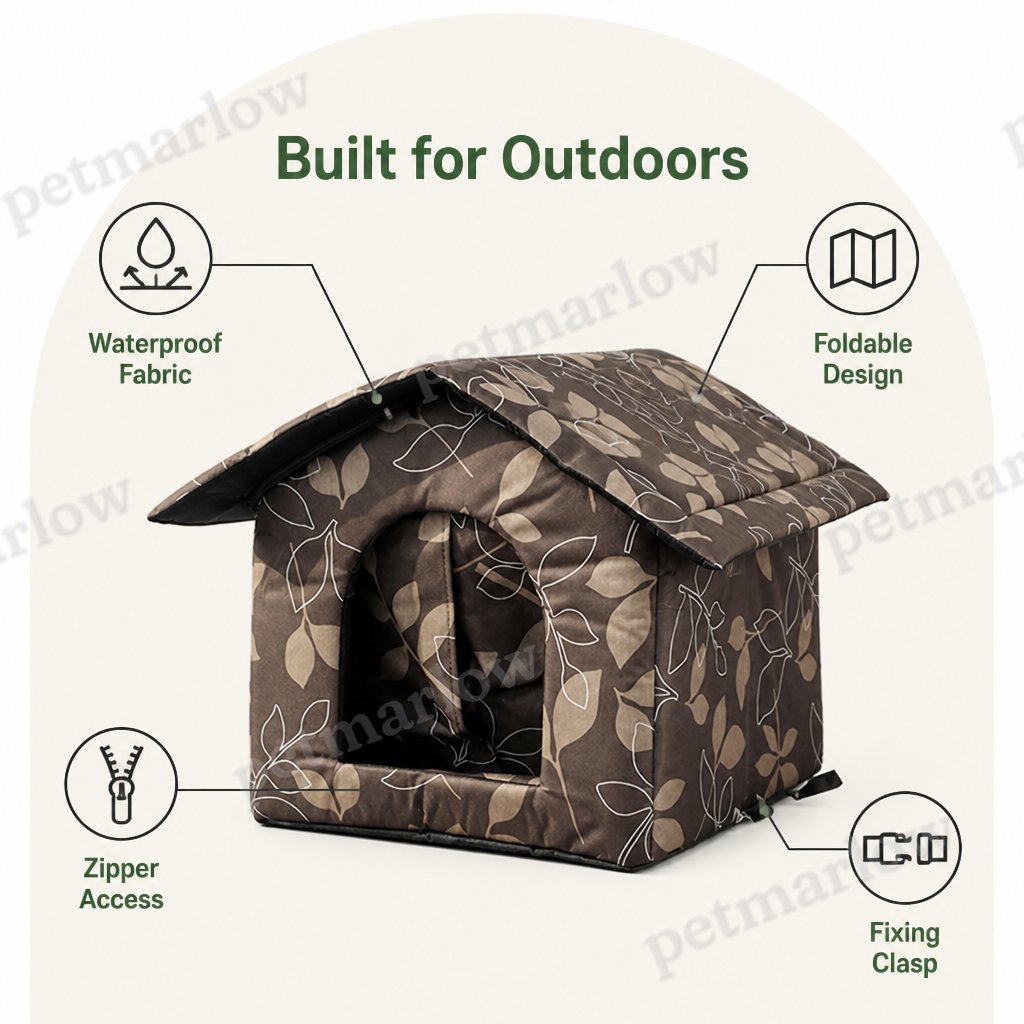 Petmarlow Waterproof Oxford Fabric Foldable Outdoor Cat House (Removable Cushion) – view 4