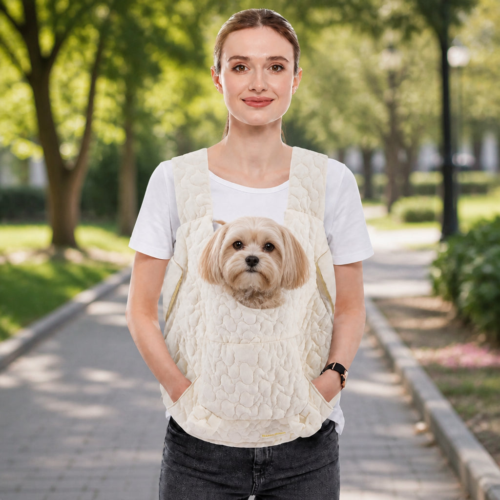 Petmarlow Waterproof & Windproof Hands-Free Pet Carrier (Front Chest Backpack) – white