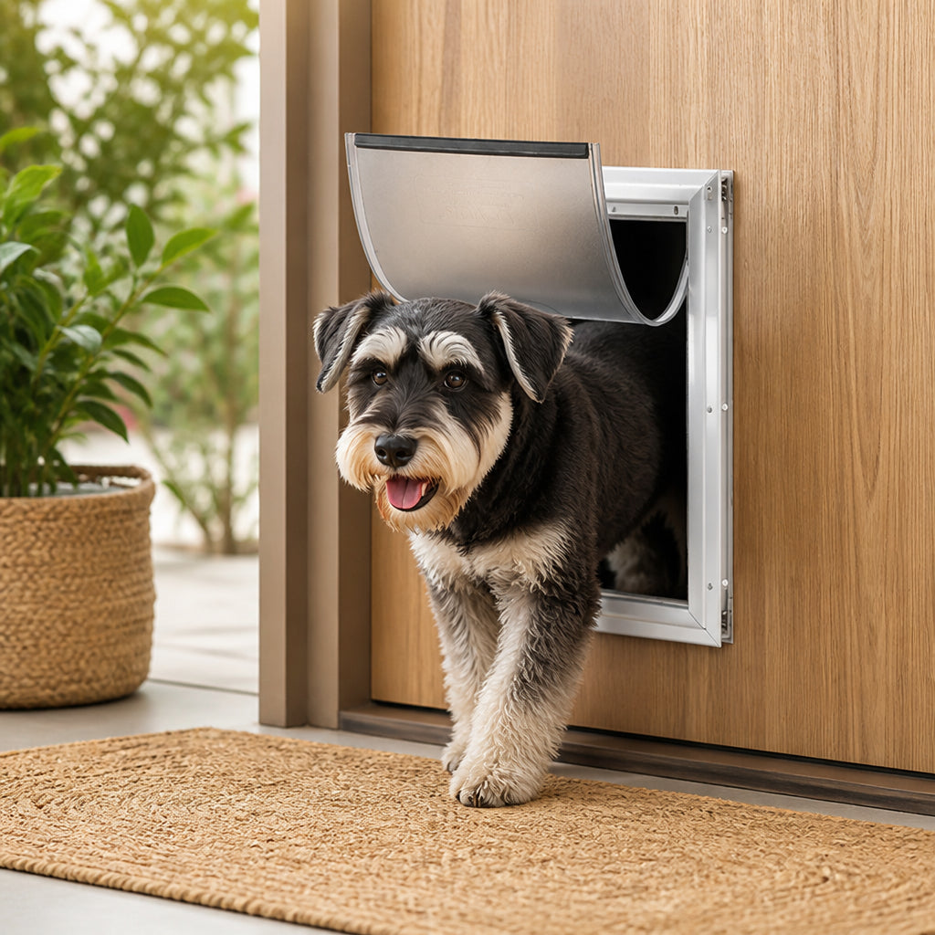 Petmarlow Weatherproof Aluminum Frame & Magnetic Seal Pet Door (Locking Panel)