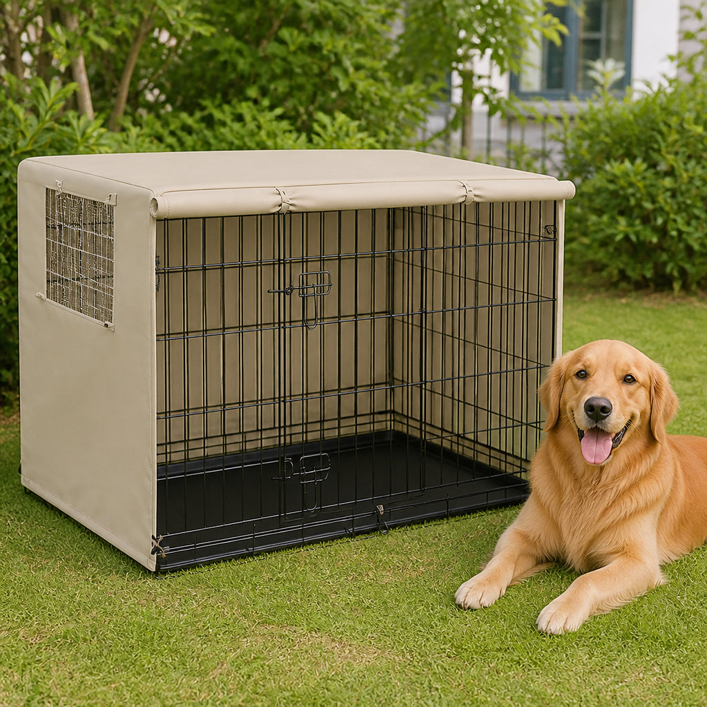 Petmarlow Weatherproof Oxford Fabric & Mesh Windows Crate Cover – A / S - 25.0 × 18.9 × 20.0 in