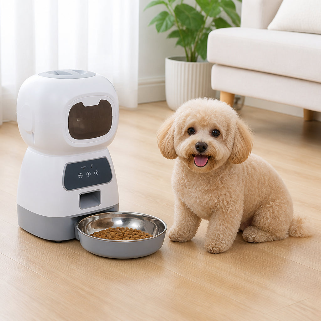 Petmarlow WiFi App-Controlled & Portion-Control Automatic Pet Feeder (Removable Hopper) – Blue 118 fl oz feeder
