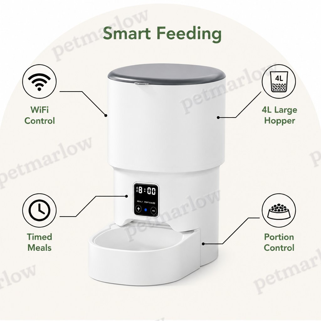 Petmarlow WiFi App-Controlled & Portion Control Pet Feeder (4L Hopper) – view 5