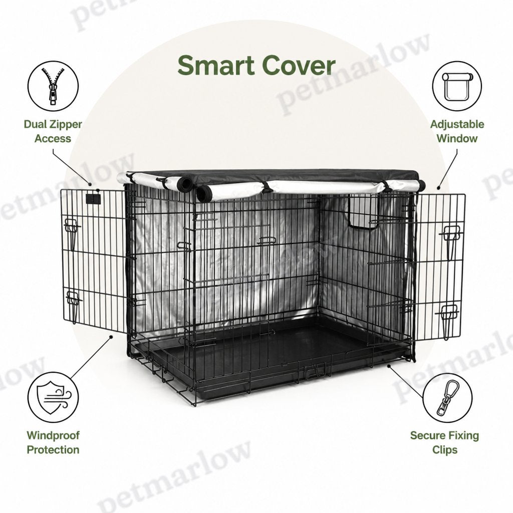 Petmarlow Windproof Oxford & Two-Zip Doors Dog Crate Cover – view 3