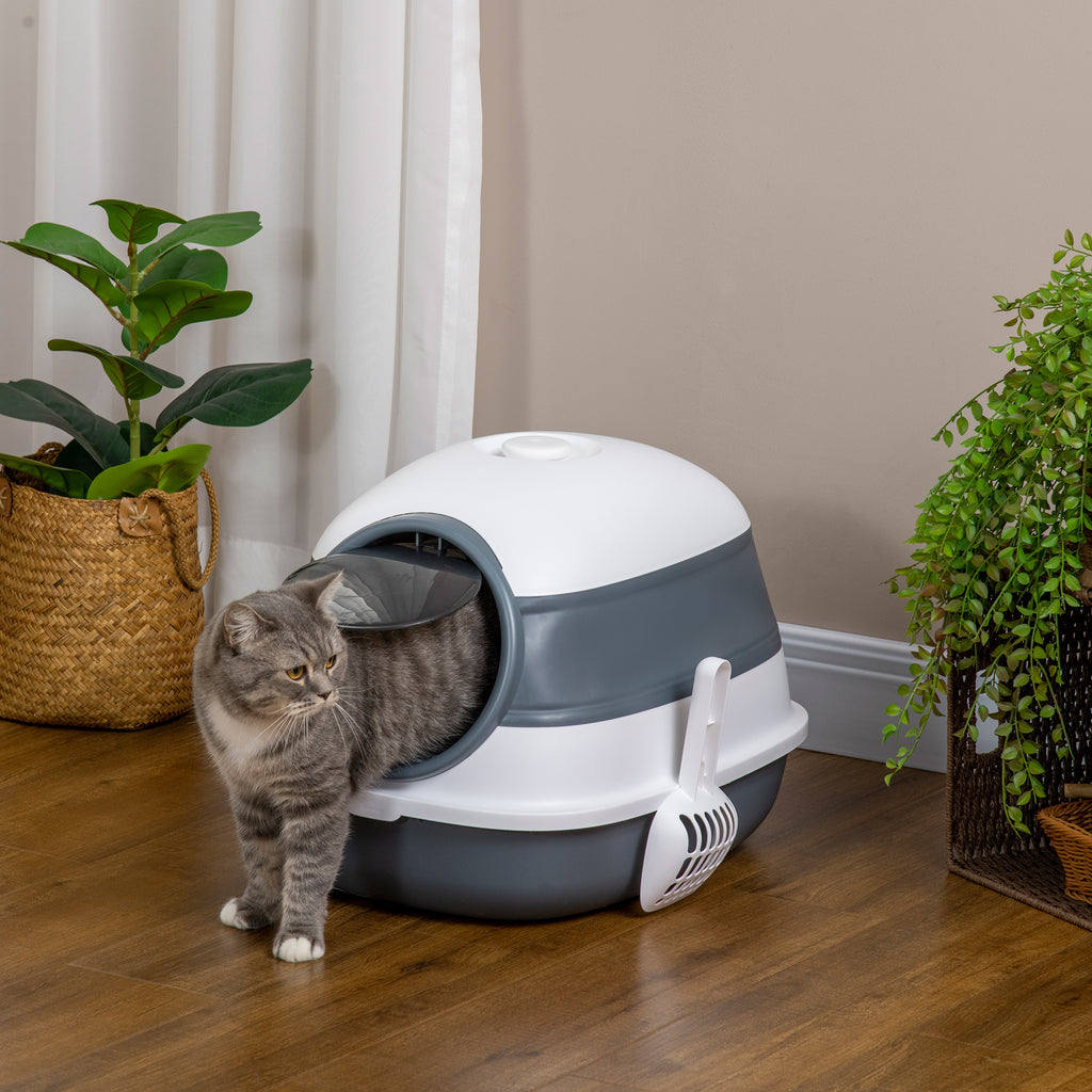 Dome Covered Cat Litter Box with Lid for Privacy