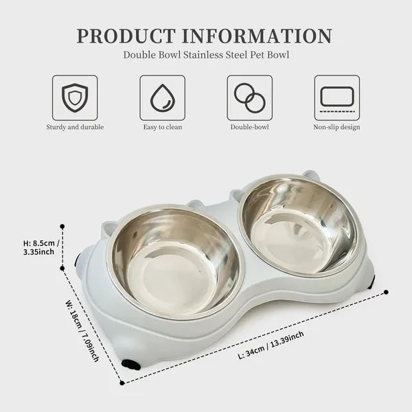 Double Cat Food Bowl with Anti-Slip Base