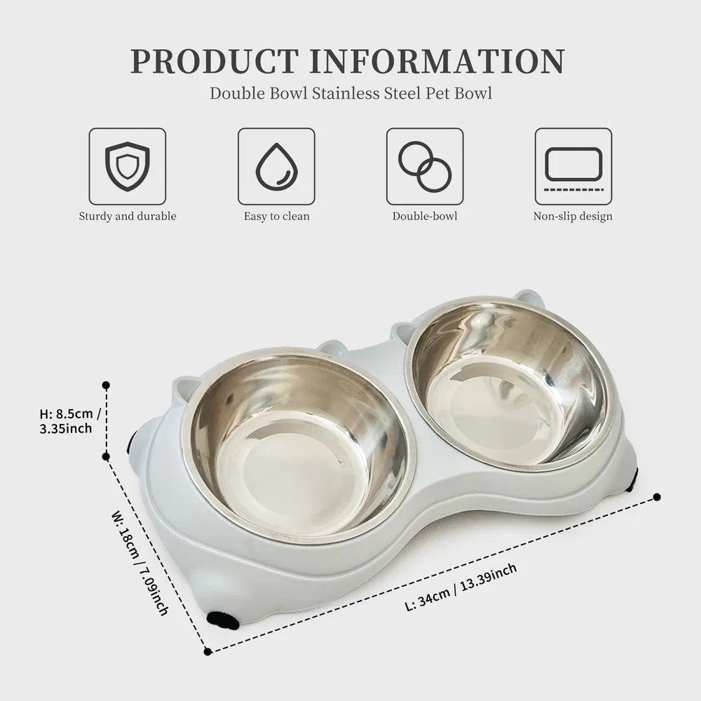Double Cat Food Bowl with Anti-Slip Base – Defaulttitle