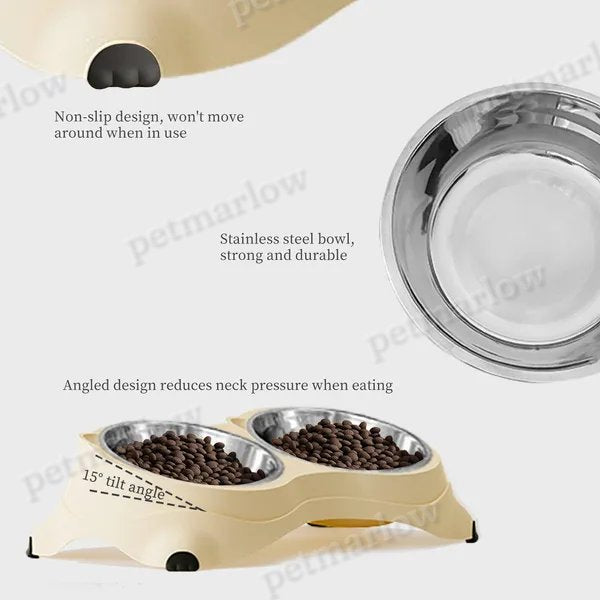 Double Cat Food Bowl with Anti-Slip Base – view 3