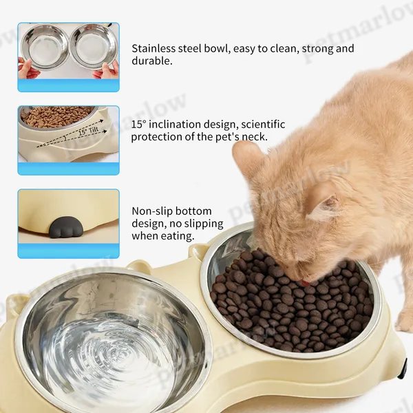 Double Cat Food Bowl with Anti-Slip Base – view 6