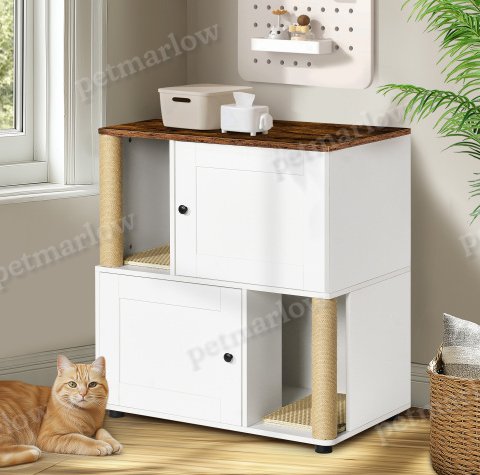 Double Cat Litter Box Enclosure with Shelves – view 5