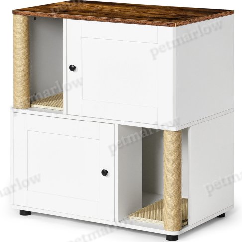 Double Cat Litter Box Enclosure with Shelves – view 6