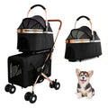 Double Pet Stroller for Dogs and Cats with Convertible Carrier