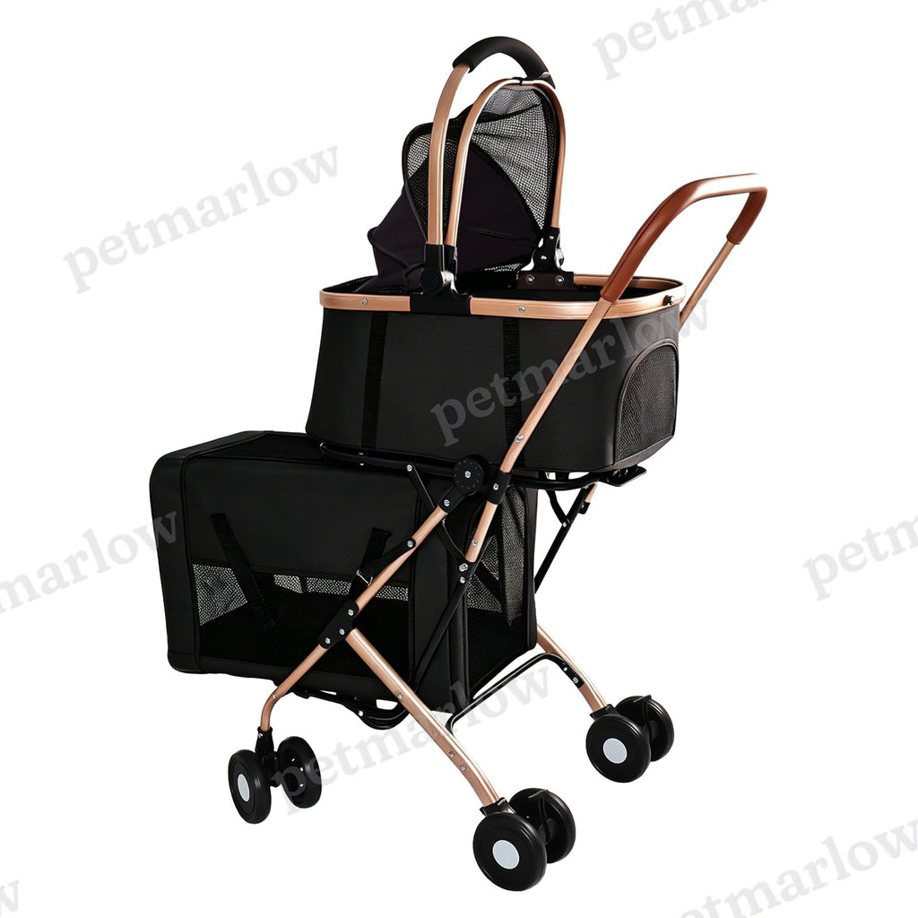 Double Pet Stroller for Dogs and Cats with Convertible Carrier – view 3