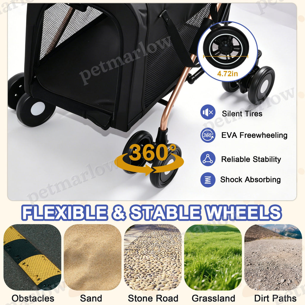 Double Pet Stroller for Dogs and Cats with Convertible Carrier – view 5