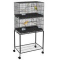 Double Stackable Bird Cage on Wheels for Canaries and Small Birds – Black / 788x182x600 mm