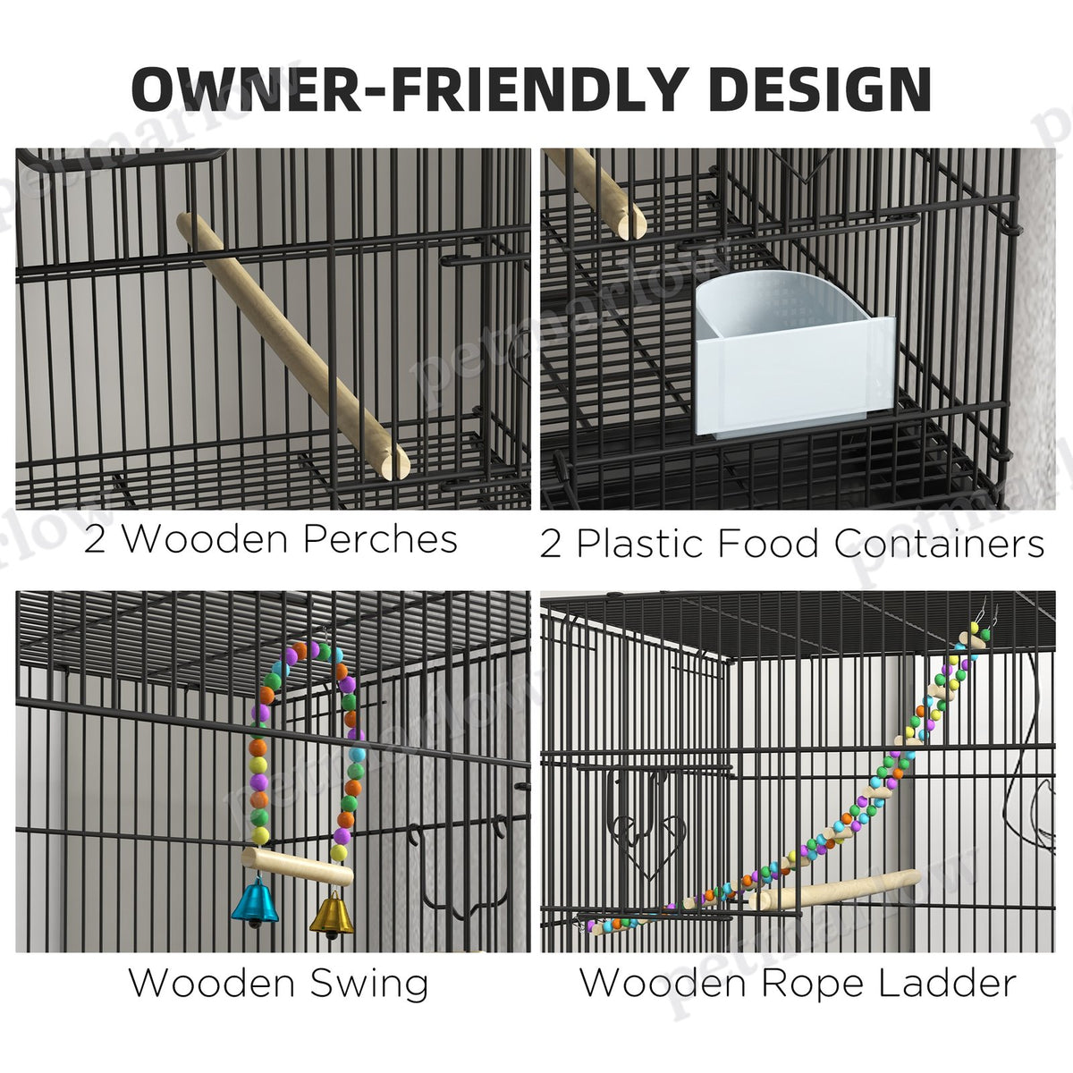 Double Stackable Bird Cage on Wheels for Canaries and Small Birds – view 5