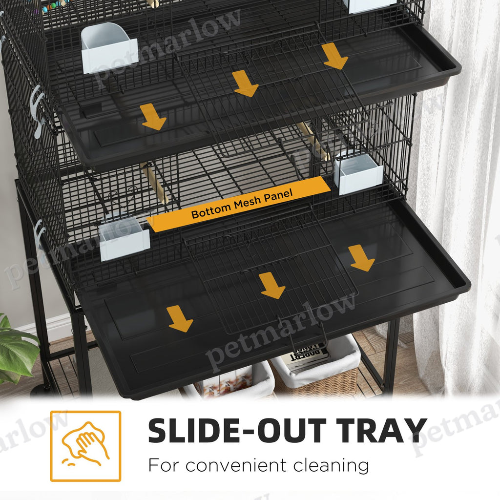 Double Stackable Bird Cage on Wheels for Canaries and Small Birds – view 6