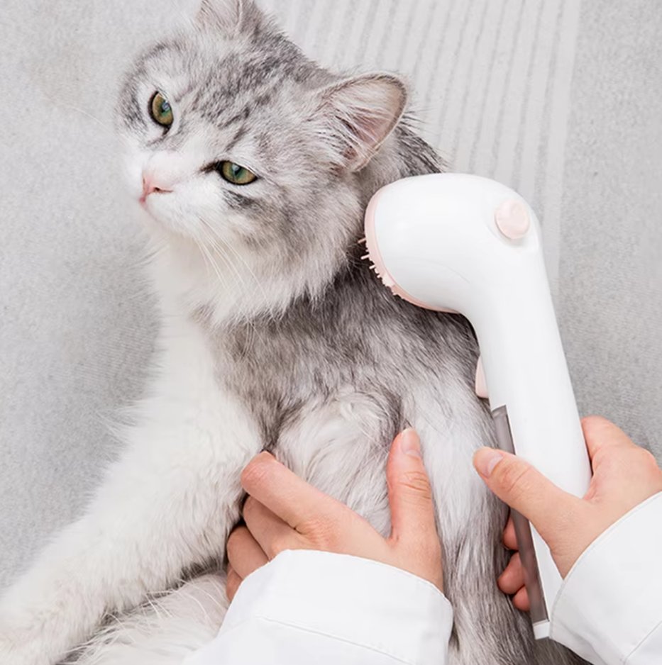 Dry Foam Brush for Pets with Built-In Cleaning Dispenser