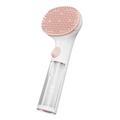Dry Foam Brush for Pets with Built-In Cleaning Dispenser – White Pink