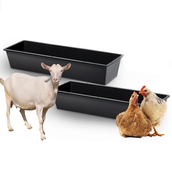 Dual-Purpose Plastic Livestock Feed Trough for Horses and Goats
