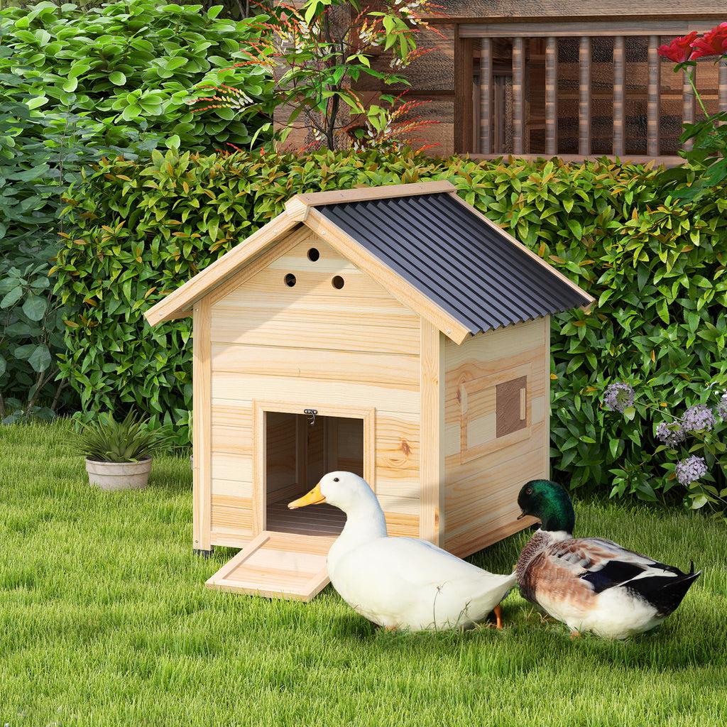 Duck House with Openable Roof & Double Doors for Easy Access