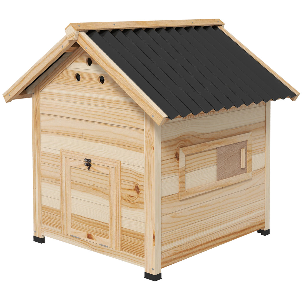 Duck House with Openable Roof & Double Doors for Easy Access – Natural Wood / 920x780x240 mm