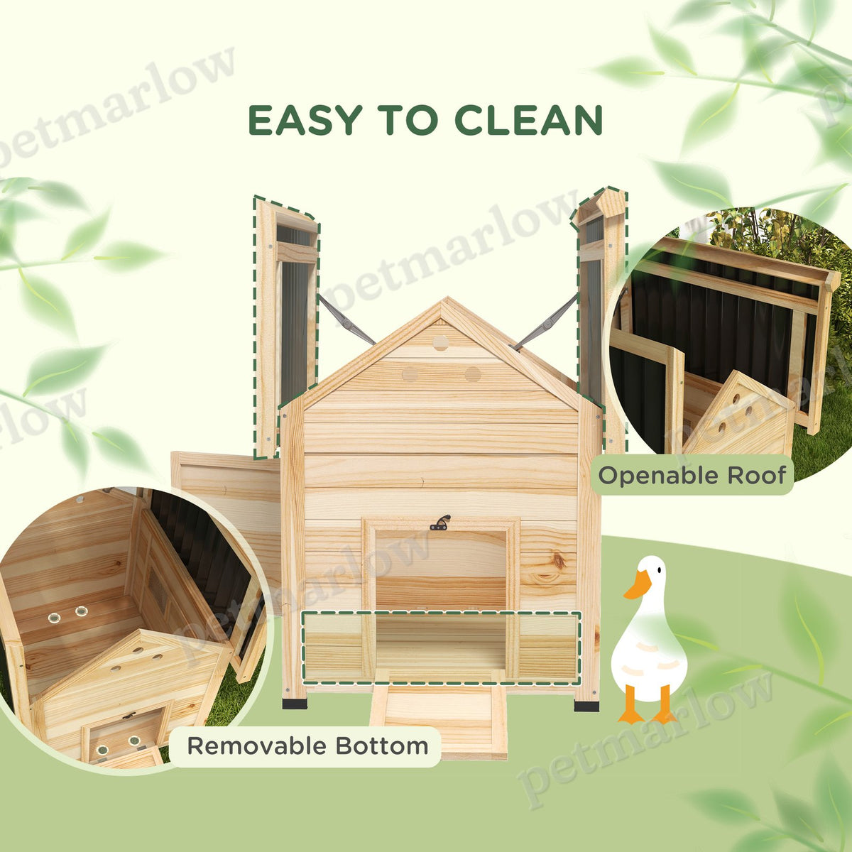 Duck House with Openable Roof & Double Doors for Easy Access – view 5