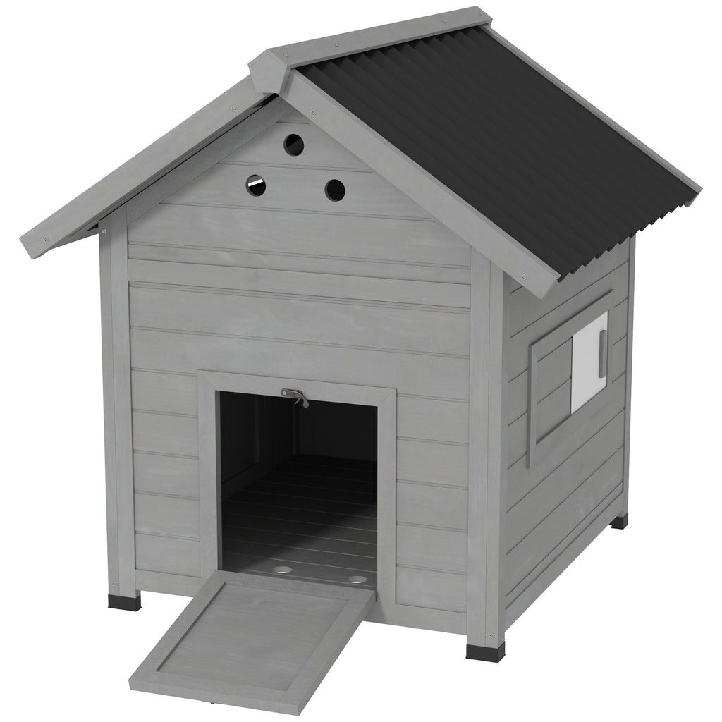 Duck House with Openable Roof & Double Doors for Poultry – Light Gray / 920x780x240 mm