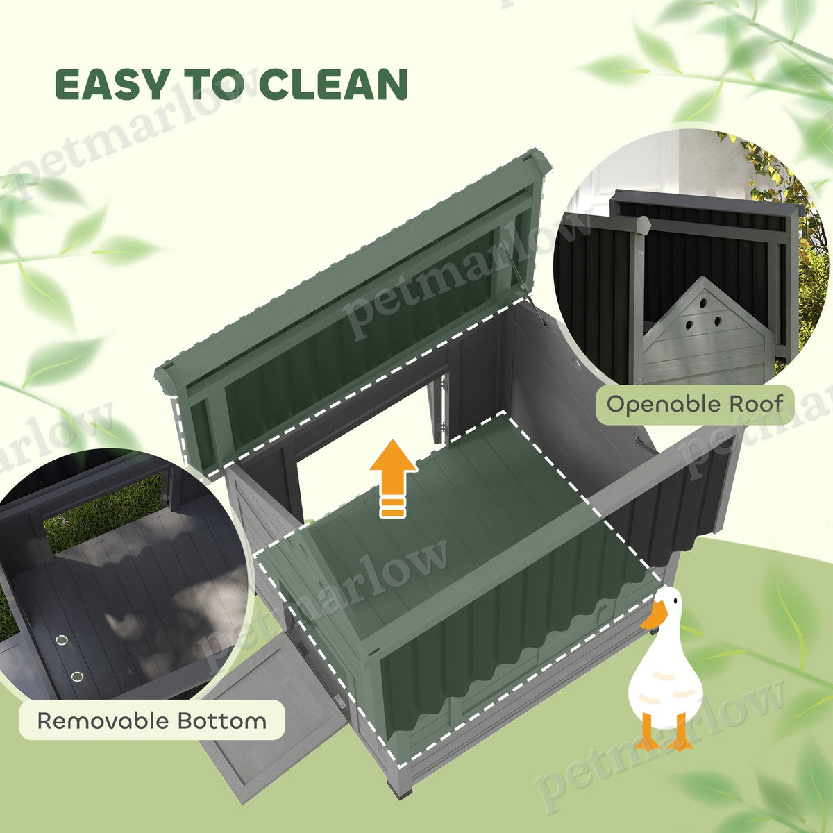 Duck House with Openable Roof & Double Doors for Poultry – view 4